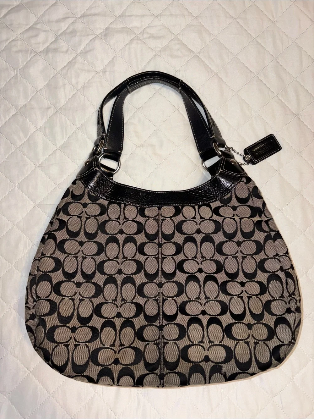 Coach Signature Hobo Bag in Khaki and Black
